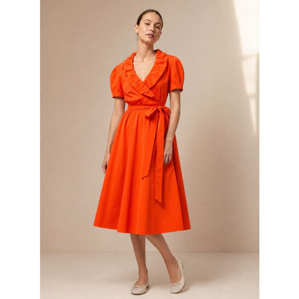 Diane Von Furstenberg Bethania Orange Wrap Dress Size 12